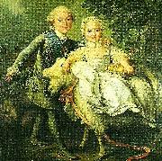 charles de france and his sister marie- adelaide Francois-Hubert Drouais